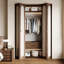 Porte de placard pliante moderne cintrée à âme pleine de 183 cm x 203 cm avec panneau d'accent en PVC aspect cuir, quincaillerie d'installation incluse-132127725