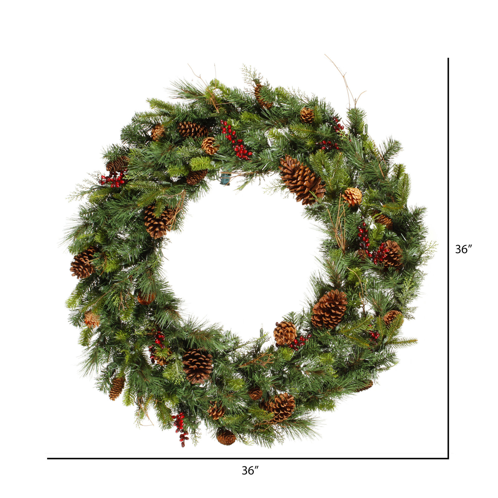 Cibola Mix Berry Artificial Christmas Wreath, 36"