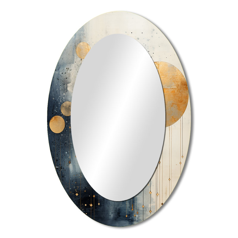 Minimalisme astrologie collage grunge - miroir ovale beige, 36 po x 24 po
