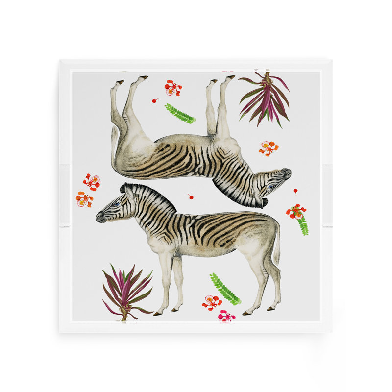 Zebra Seeing Double Acrylic Square Decorative Tray, 12"W x 12"D x 2"H
