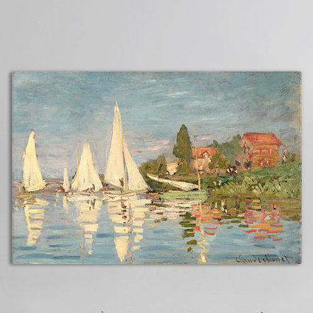 " Regatta At Argenteuil, C.1872 " by Claude Monet, 26" H x 40" W x 1.5" D, Wrapped Canvas, No Frame