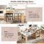 Îlot de cuisine 59,5 po avec table de salle à manger extensible, 2 tiroirs, prise de courant, rangement double-face-2025660879