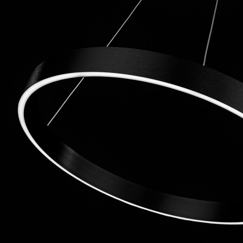 Sirius Unique Drum Dimmable LED Pendant, Satin Black, 1.625" H x 24" W x 24" D