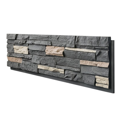 Faux Stone Wall Covering Panels for Interior and Exterior Decor Panels in Roman Brown Stone (1 pack)