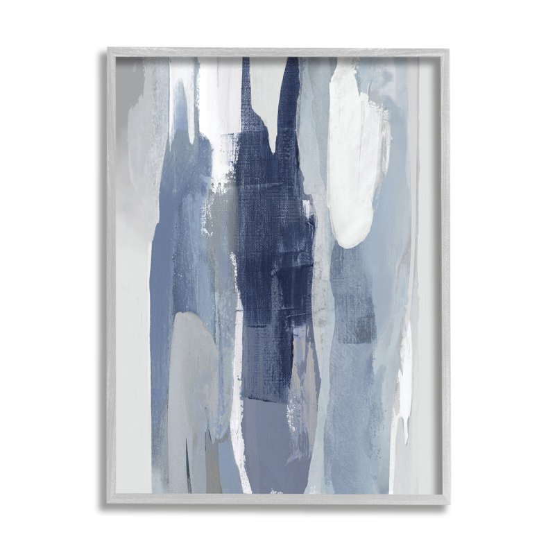 Couches de bleu et de blanc - Peinture sur toile, H 14 po x l 11 po x P 1,5 po, Estampe numérique Farmhouse