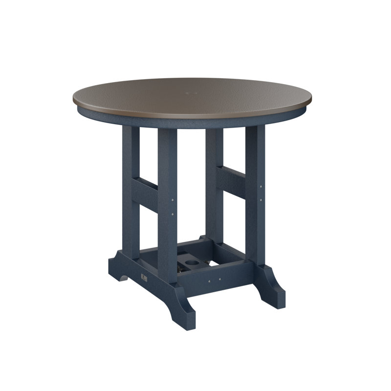 Berlin Gardens Garden Classic Round Dining Table, Hammered Top Bronze, Navy Blue, 30.87" H x 38" W x 38" D
