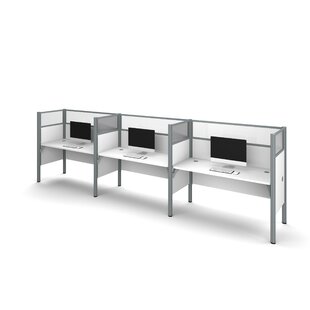 Pro-Biz Triple Side-by-Side Workstation with 6 Privacy Panels (Per Workstation) Benching Desks