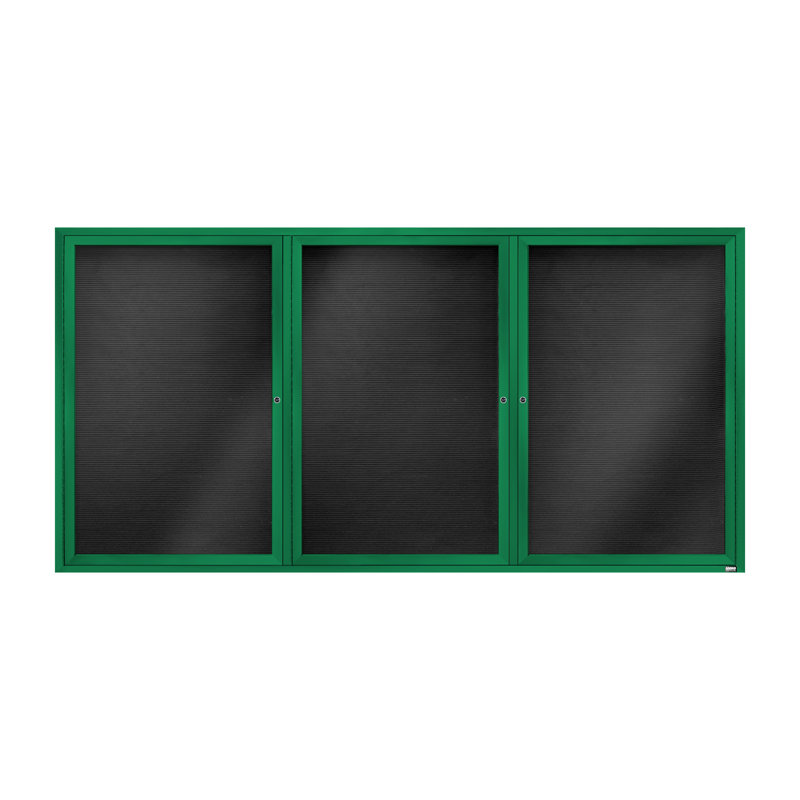 Tableau d'affichage mural fermé pour armoire d'annuaire, Vert thermolaqué, Trois, H 48 po x l 96 po