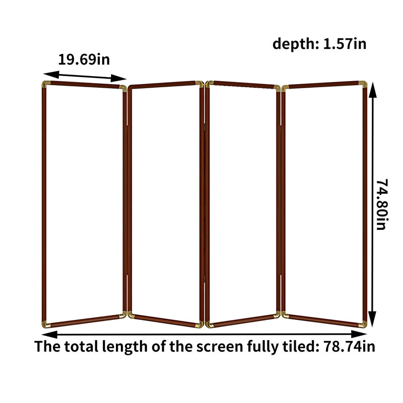 Stines Folding Room Divider, 74.8" H x 78.74" W x 1.57" D