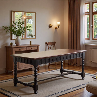 French Retro Solid Oak Dining Table