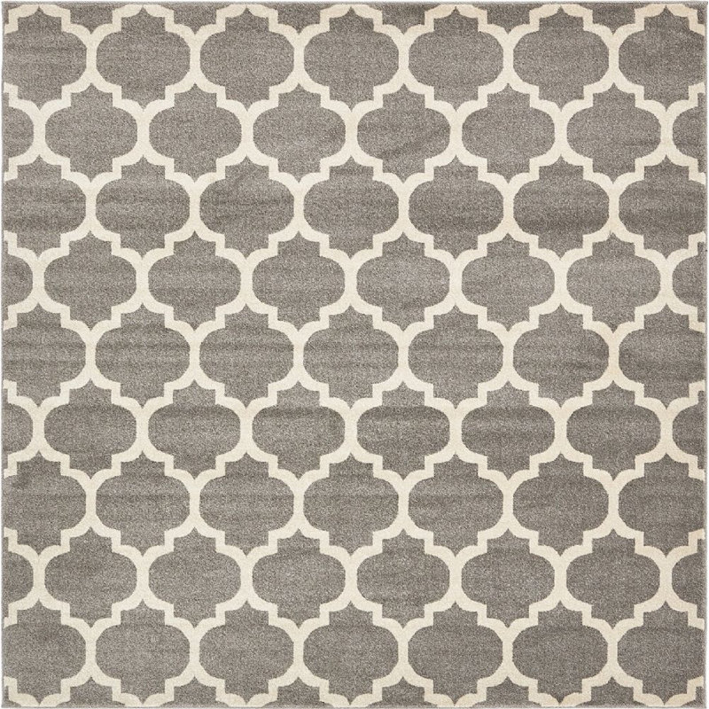 Molly Power Loom Dark Gray/Ivory Rug, Square 10'