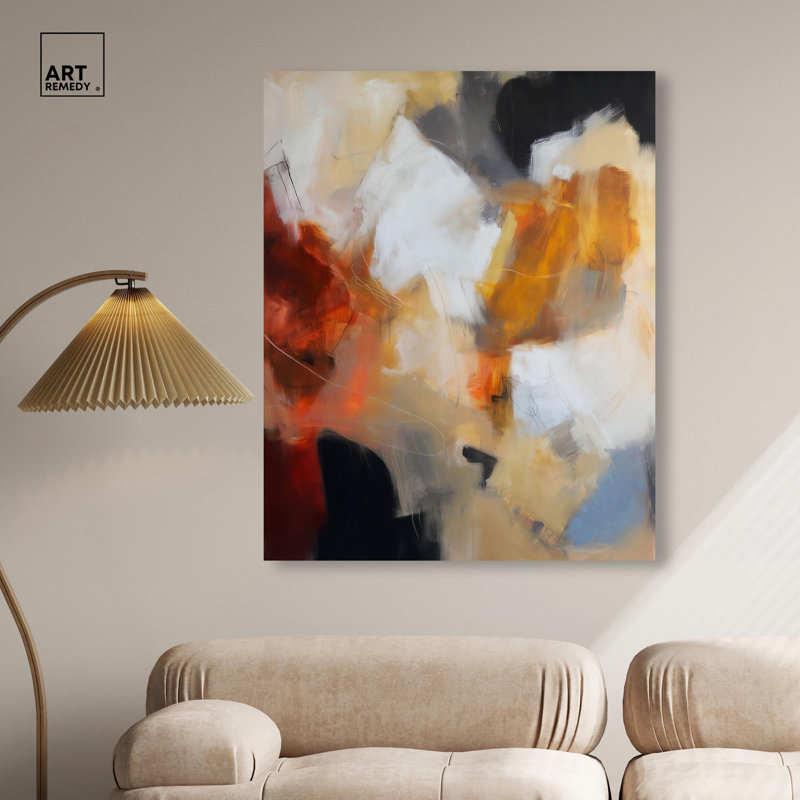 «Earth and Fire I Canvas Modern Abstracts» par Art Remedy, H 36 po x l 30 po, Toile tendue, Peinture sans cadre