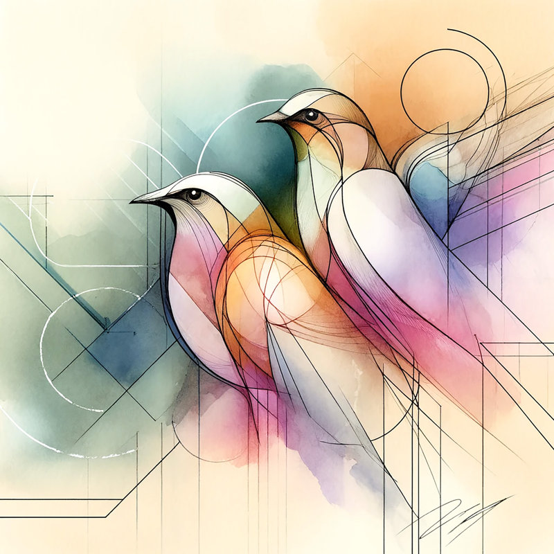 «Abstract Avian Dance» sur toile, H 20 po x l 20 po x P 1,5 po