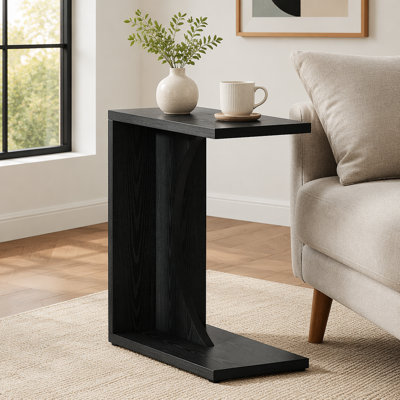 C-Shaped End Table, Wood Side Table Nightstand