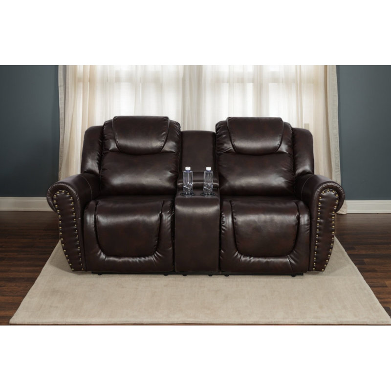 Causeuse inclinable en similicuir 77 po Tanweer, Brun