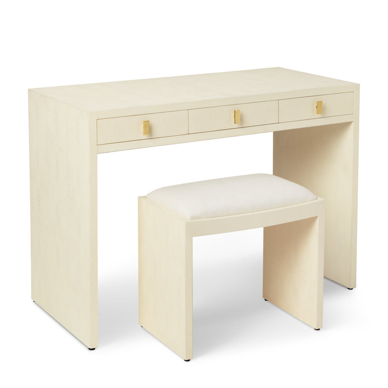 Shagreen Vanity Table and Stool Set