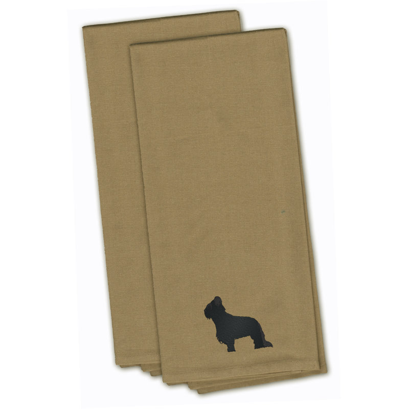 Serviette à thé de cuisine brodée brie, Brun clair, H 28 po x l 19 po x P 0,1 po
