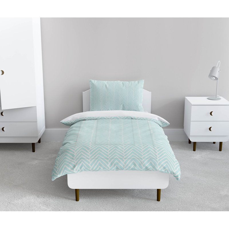 Ensemble d'édredon léger à chevrons, Bleu clair