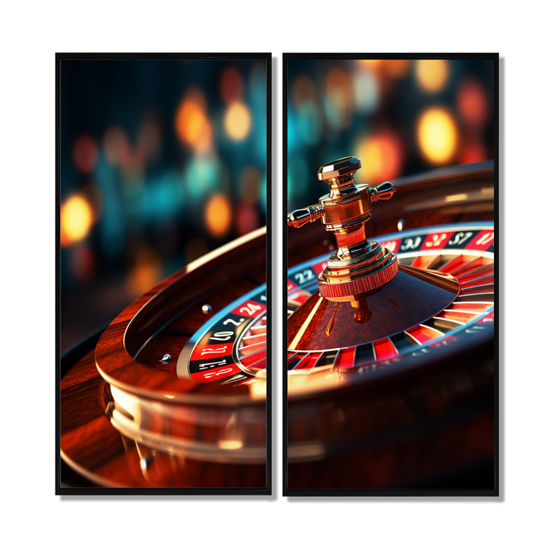 «Casino Royale Roulette III», reproduction d'art rouge sur toile à 2 panneaux, H 32 po x l 32 po, Noir