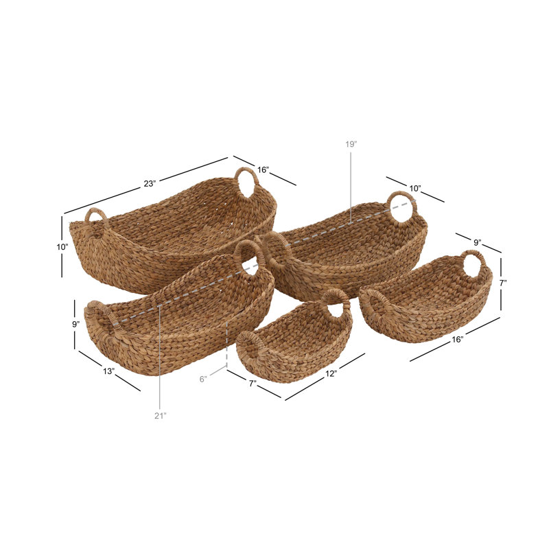 Asilin Seagrass Handmade Decorative and Functional Storage Basket with Metal Handles