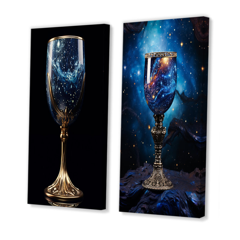 Verre gobelet en verre - ensemble de 2 impressions sur toile, Toile tendue, H 32 po x l 33 po