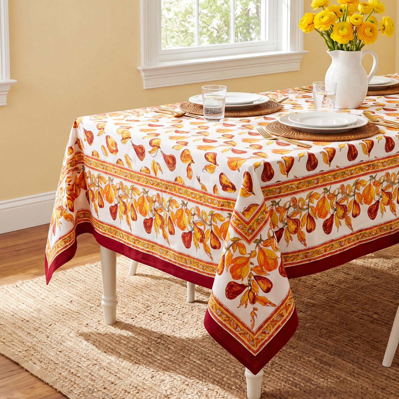 Carla Floral Tablecloth, 128" x 71"