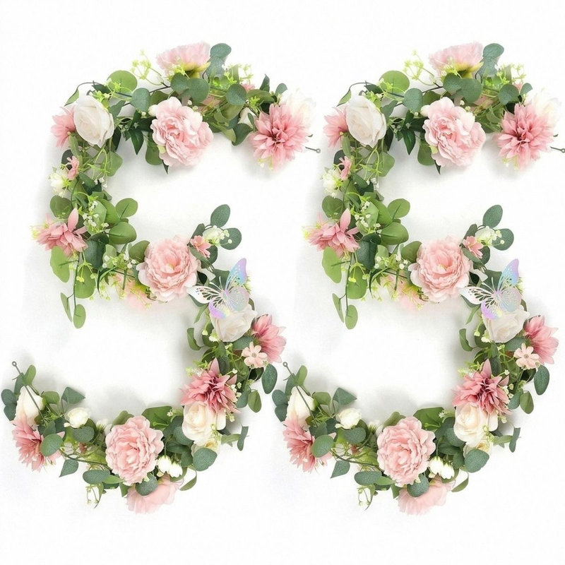 Paquet de 2 guirlandes de fleurs artificielles 6 pi, Rose