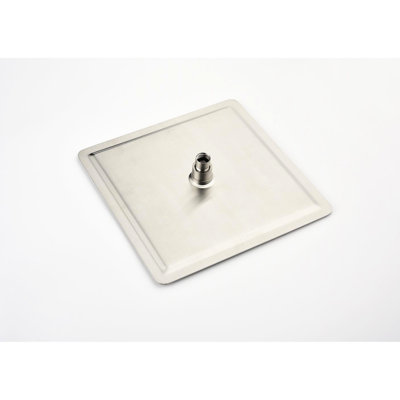 Système de pomme de douche à fixation au plafond 16 po, laiton et acier inoxydable, nickel brossé, soulagement de la salle de bain