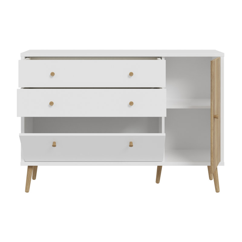HARLLSON 124.5cm W Chest of Drawers, White/Light Oak