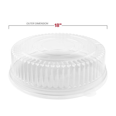 Plateaux ronds en plastique blanc de 45,7 cm (18 po) avec couvercles - 25 unités