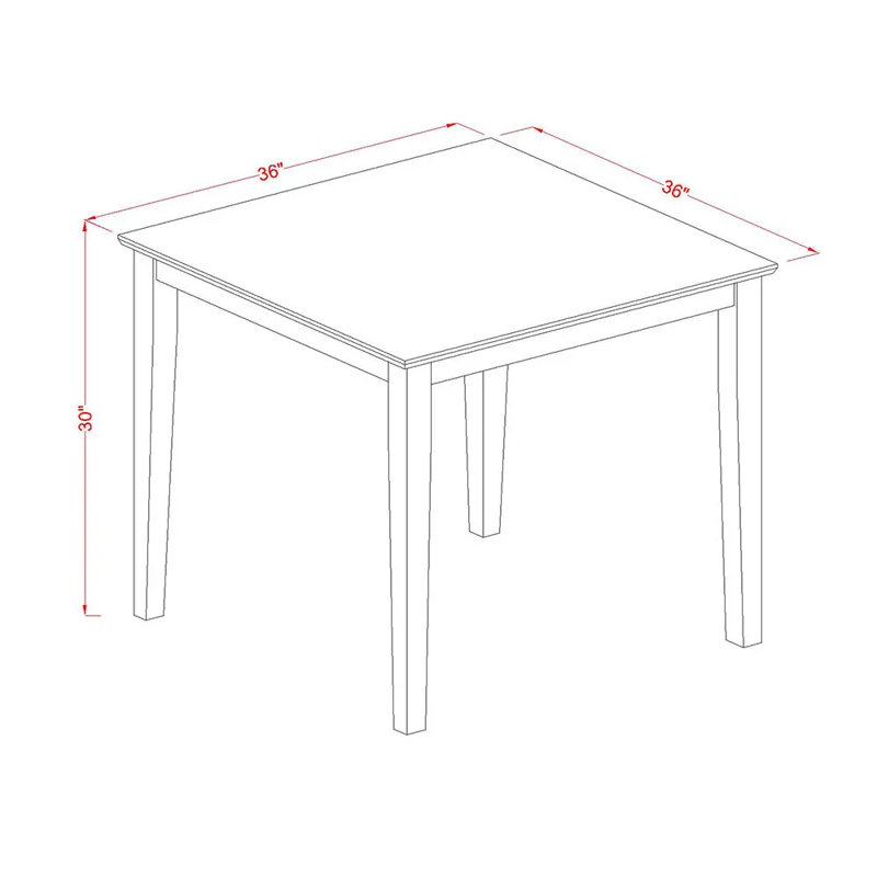Ensemble de table de salle à manger 5 pièces comprenant une table carrée en bois et 4 chaises de cuisine en lin, blanc lin