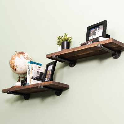 Hazle Solid Wood 24 inch Floating Shelf with Straight Brackets