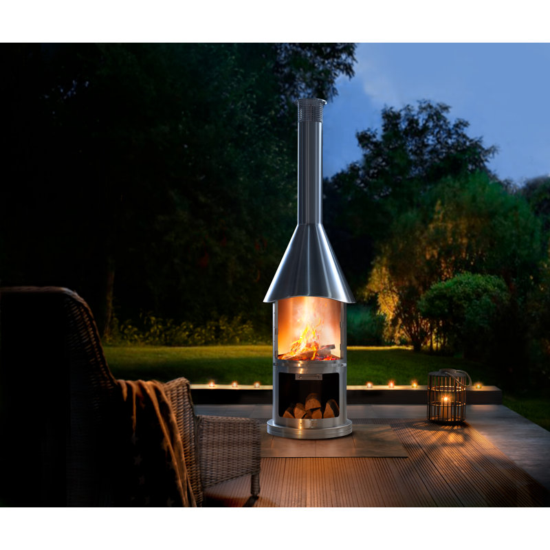 Aukland 90.6" H x 24.8" W Stainless Steel Outdoor Chiminea