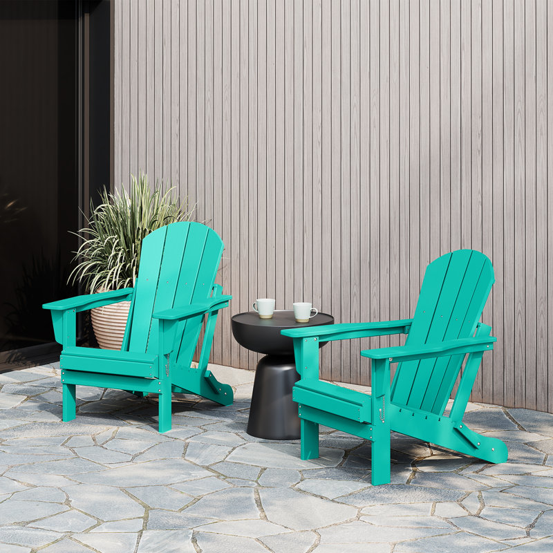 Laguna Foldable Outdoor Adirondack Set, Turquoise Blue