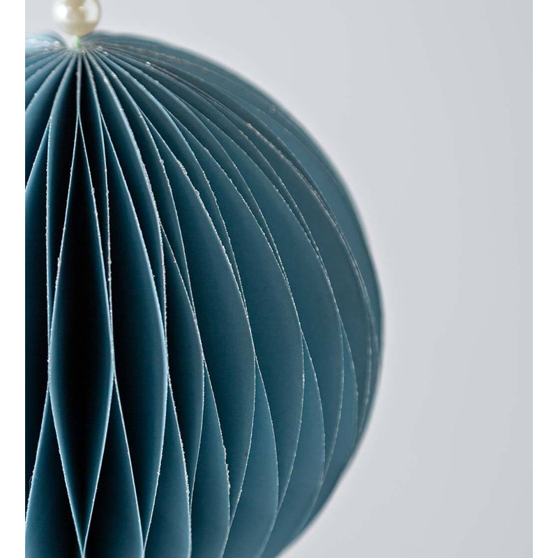 10'' Handmade Paper Ball Ornament, Blue
