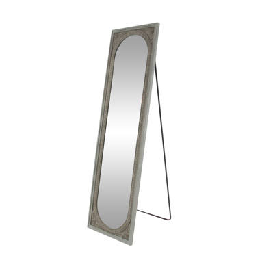 Channing Brown Wood Floor Mirror with Stand Ophelia & Co.