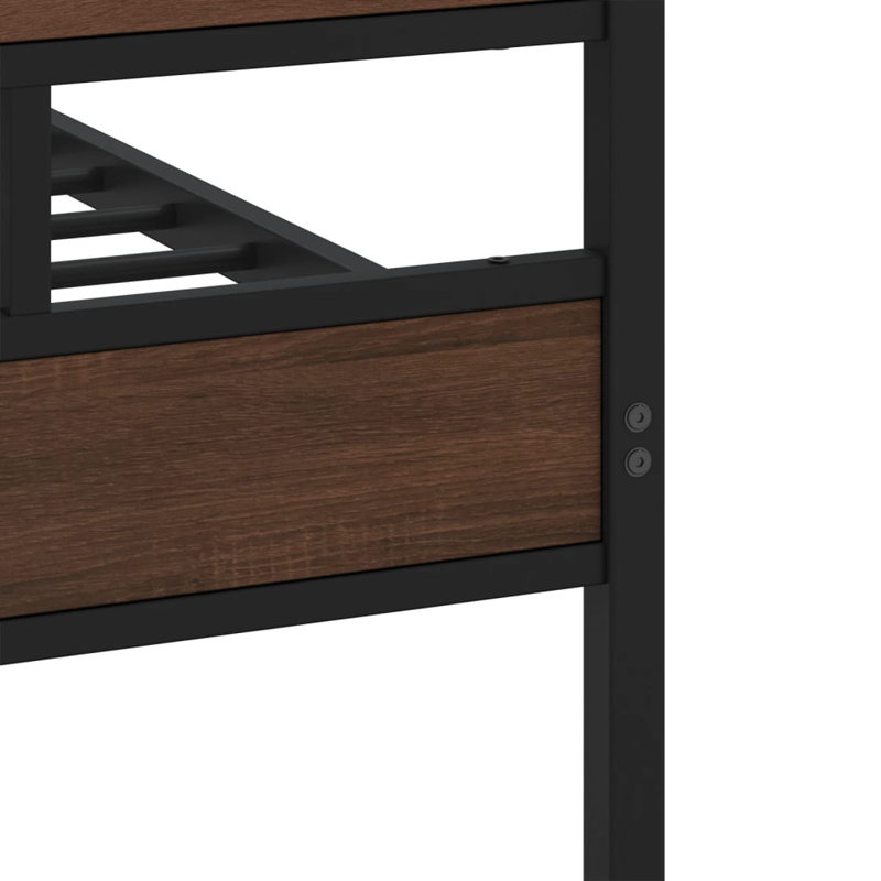 Borough Wharf Metal Bed Frame Without Mattress , Brown Oak, 200 x 200cm