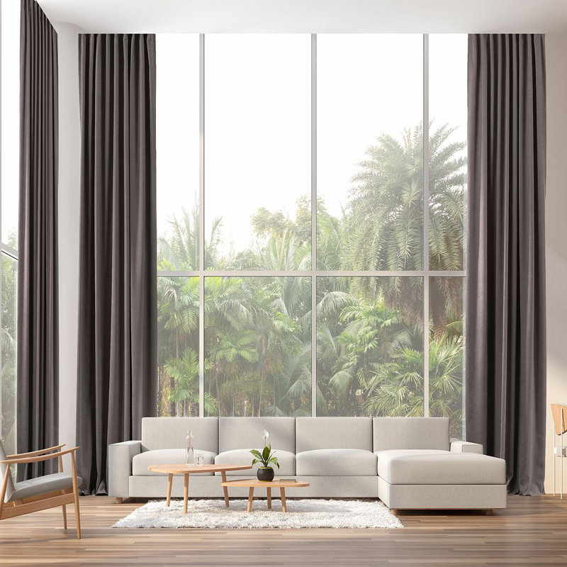 Room Darkening Single Curtain Panel, 260cm Width x 225cm Drop, Light Grey