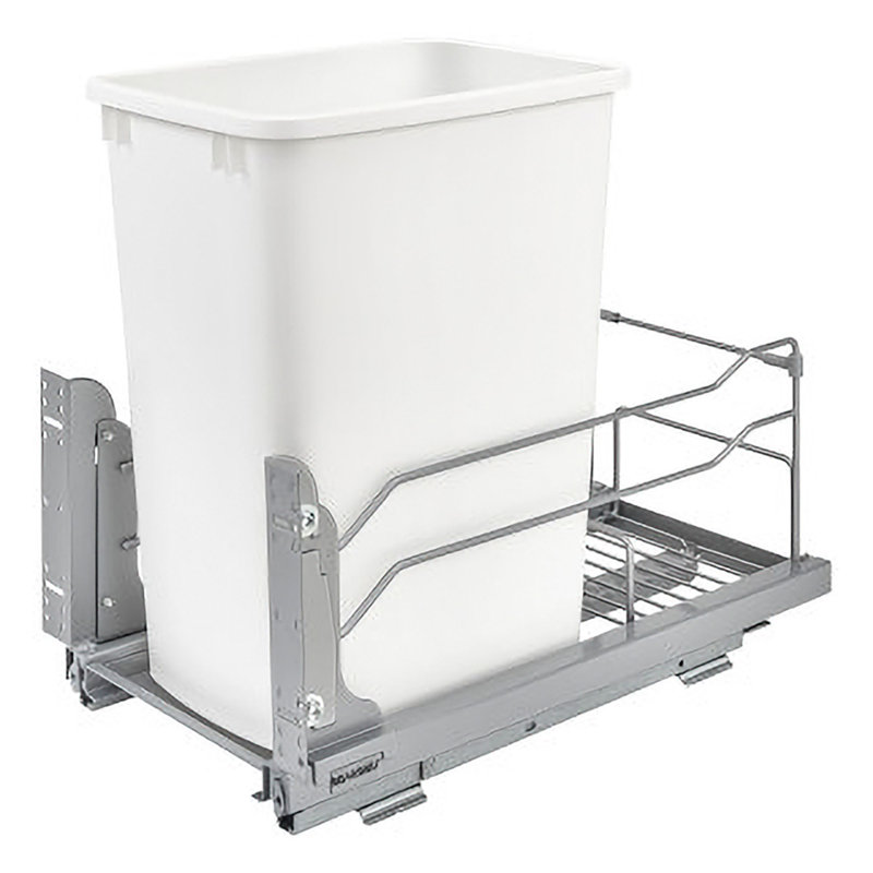 Rev-A-Shelf Pullout Kitchen Trash Can 35 qt. with Soft-close, White
