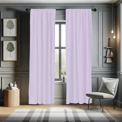 Pinstripe Striped Semi-Sheer Rod Pocket Curtain Panels