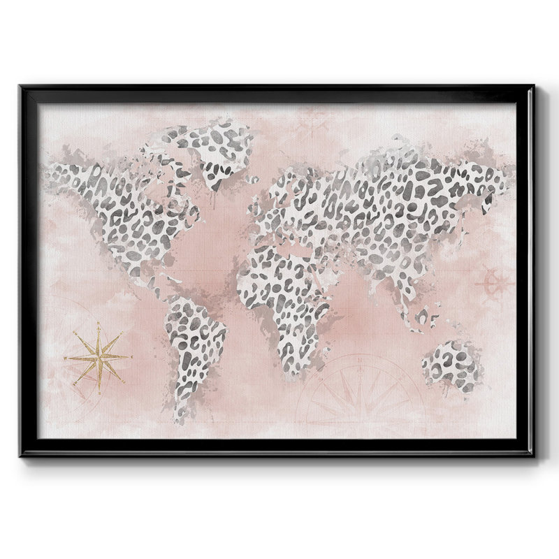 Carte de guépard rose sur toile, H 14 po x l 20 po x P 1,5 po, Toile noire