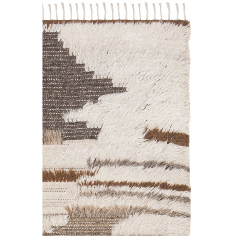 Tapis abstrait noué à la main 90% laine, 10% coton Alimatou, Rectangle 6 pi x 9 pi