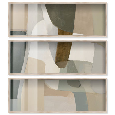Ensemble d'affiches encadrées Desert Shallows II pour salon, par Art Remedy, cadre blond, 48 x 16