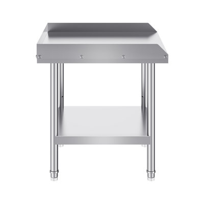 Stainless Steel Work Table, 24 x 28 x 26 Inch Commercial Food Prep Worktable, 3-Sided Backsplash Heavy-Duty Prep Worktable, Metal Work Table with Adjustable Height for Restaurant Home Hotel