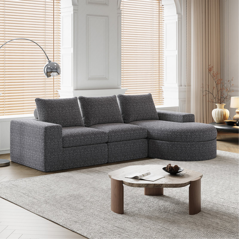 Canapé modulaire incurvé en chenille de 99 pouces avec méridienne