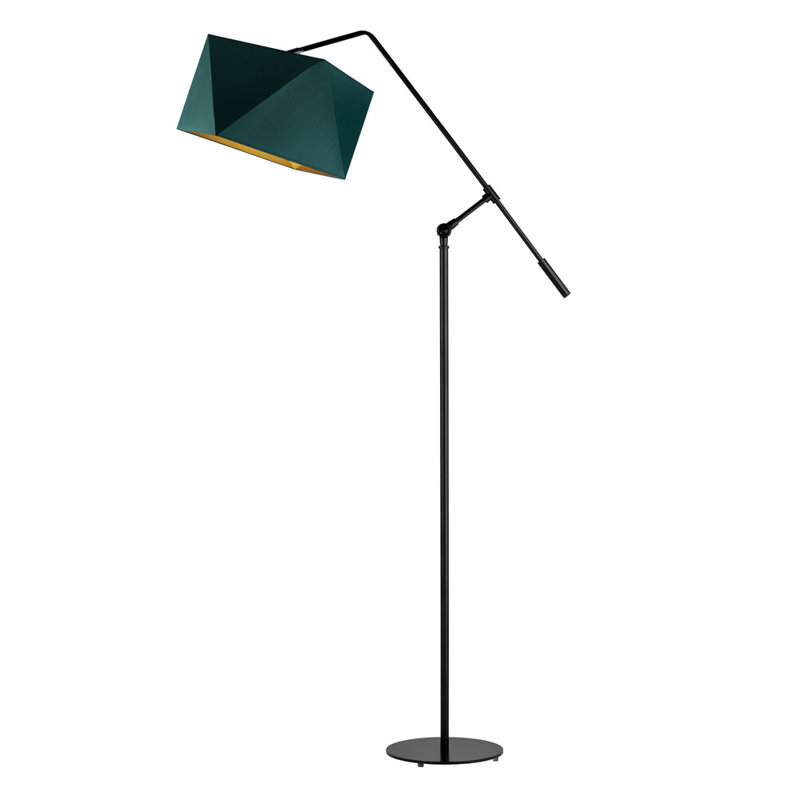 Nashville 170cm Reading Floor Lamp, Bottle Green, Black