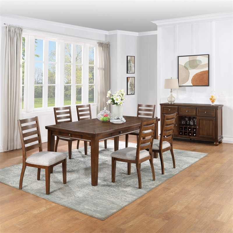 Contemporary Style 7Pc Dining Set, 30"H x 78"L x 42"W