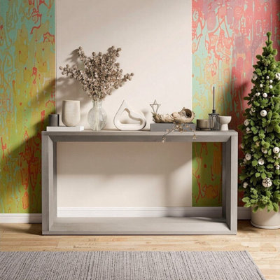 60 Inch Wide Solid Wood Veneer Console Table Sofa Table With Storage