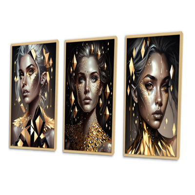 «Radiating Golden Woman», 3 pièces sur toile