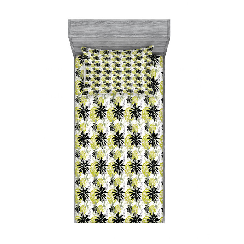 Ensemble de draps à fleurs et feuilles, Ensemble de draps pour lit simple TG avec drap-hou